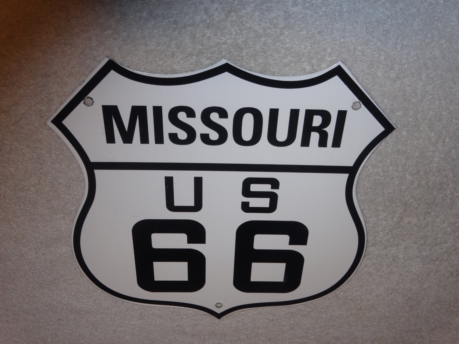VINTAGE MISSOURI ROUTE 66 UNITED STATES U.S. PORCELAIN METAL GASOLINE OIL SIGN
