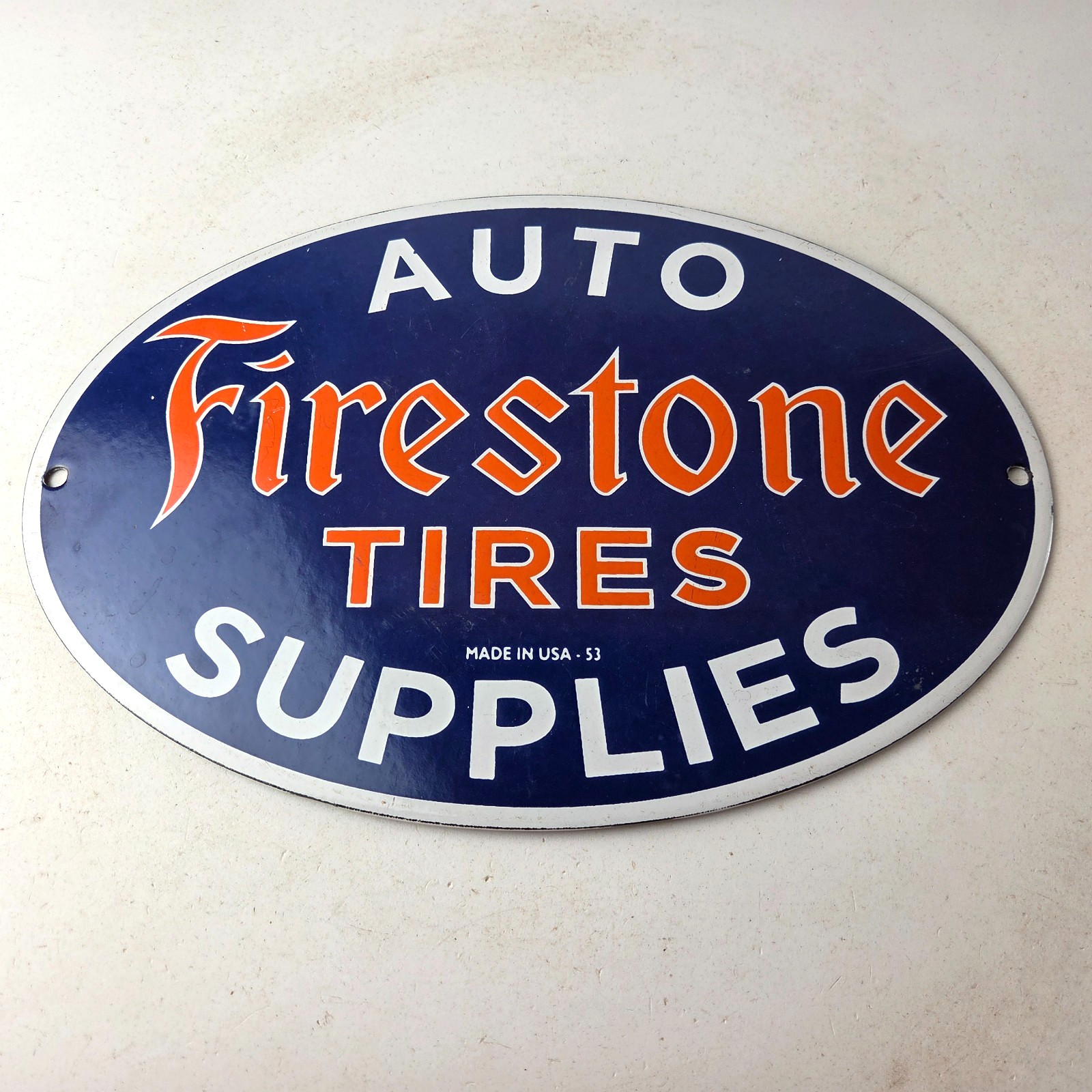 Vintage Firestone Tires Sign – Auto Supplies Gas Pump Porcelain Sign