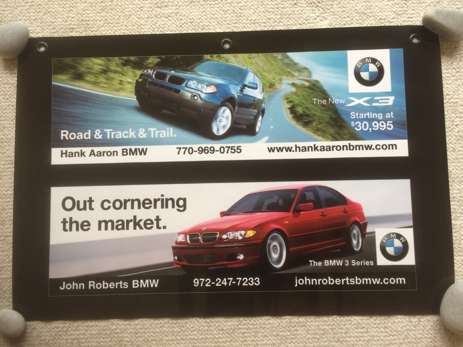 BMW Dealer 3 Series & X3 Dealer Vinyl Sign Banner with Grommets