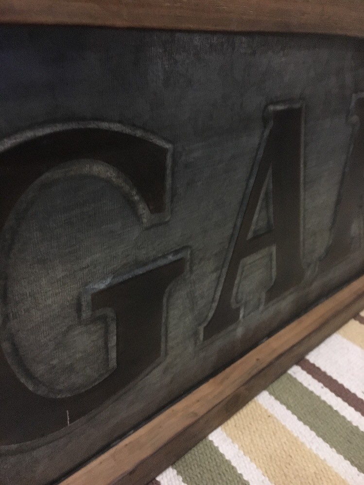 Garage Metal Sign Wood Frame Embossed Vintage Style Gas Oil Car Truck Decor