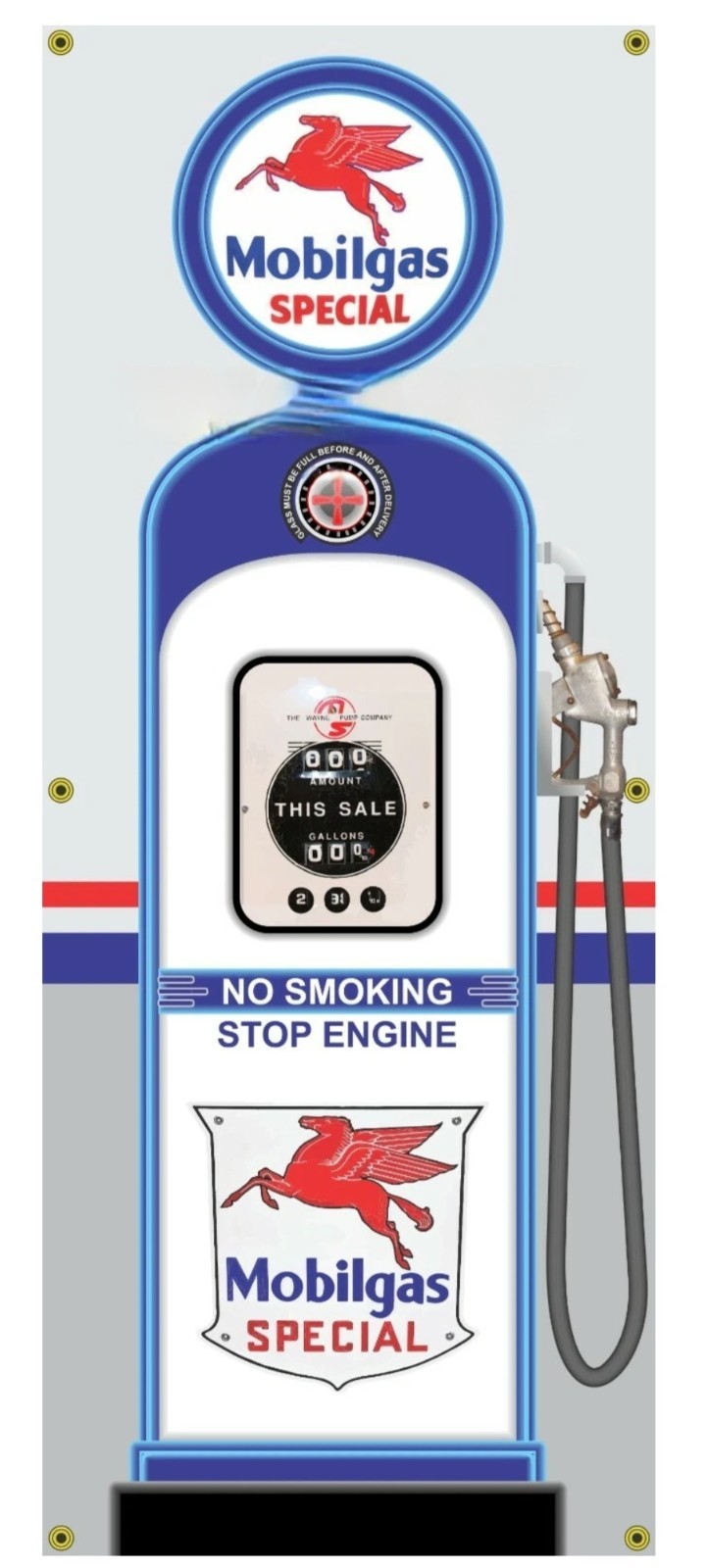 MOBIL GAS PUMP WAYNE 50s STYLE REGULAR PREMIUM 2 X 5 VINYL BANNER POSTER ART