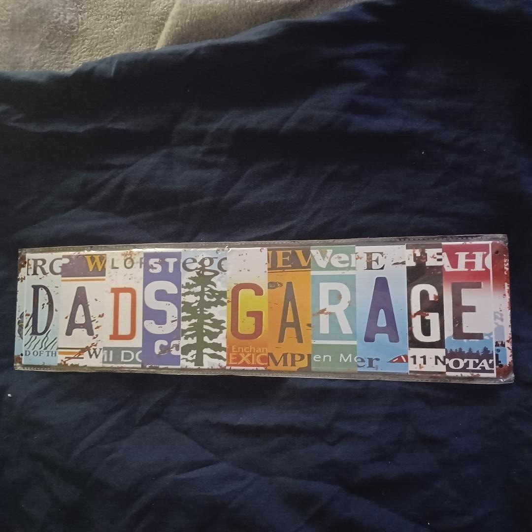 4″ X 15-3/4″ Metal Sign Small Dent Man Cave Garage Bar Gas Station Dad’s Garage