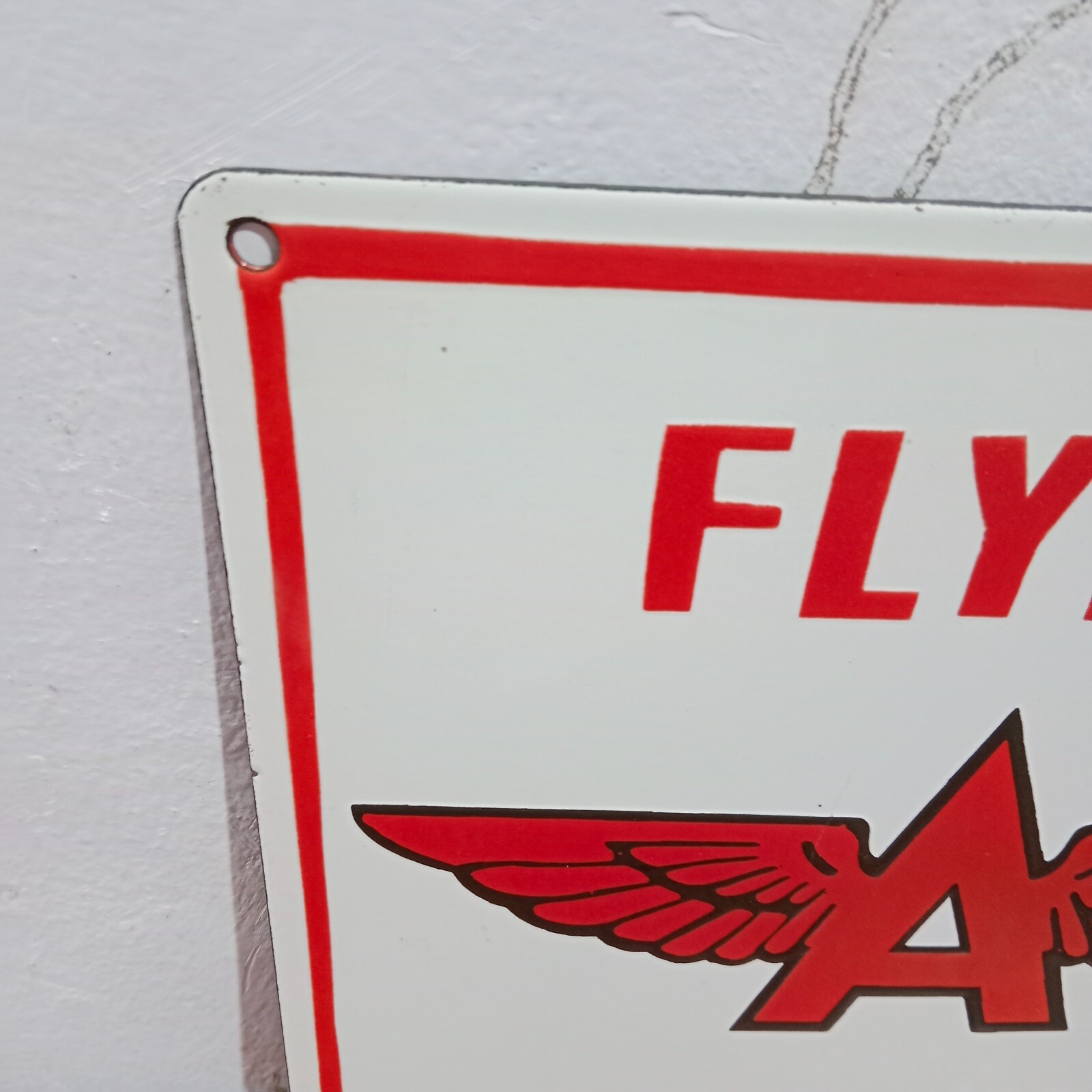 Flying A Gasoline Porcelain Enamel Sign 12 x 12 Inches 1 Sided