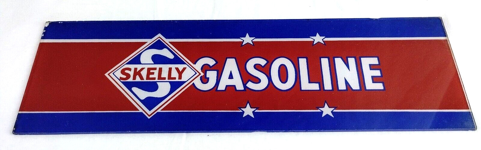 Vintage SKELLY Gas Pump Ad Glass 11 3/4 x 3 9/16″ Original