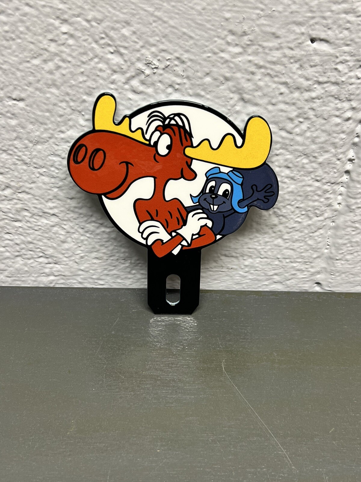 Rocky & Bullwinkle Metal Plate Topper Sign Cartoon Tv Animation Gas Oil Show