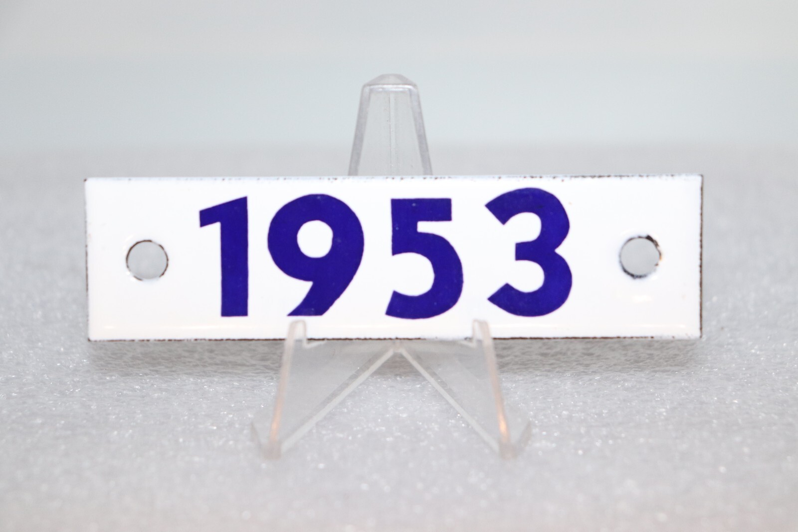 Vintage Porcelain 1953 Sign 3 7/8″ x 1″ for Car Dash Tag, Signage, Hot Rod