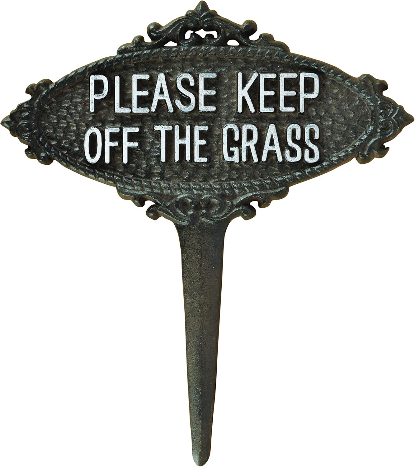 Esschert Design TT207 Series Please Keep Off The Grass Sign,Black and White,9″H