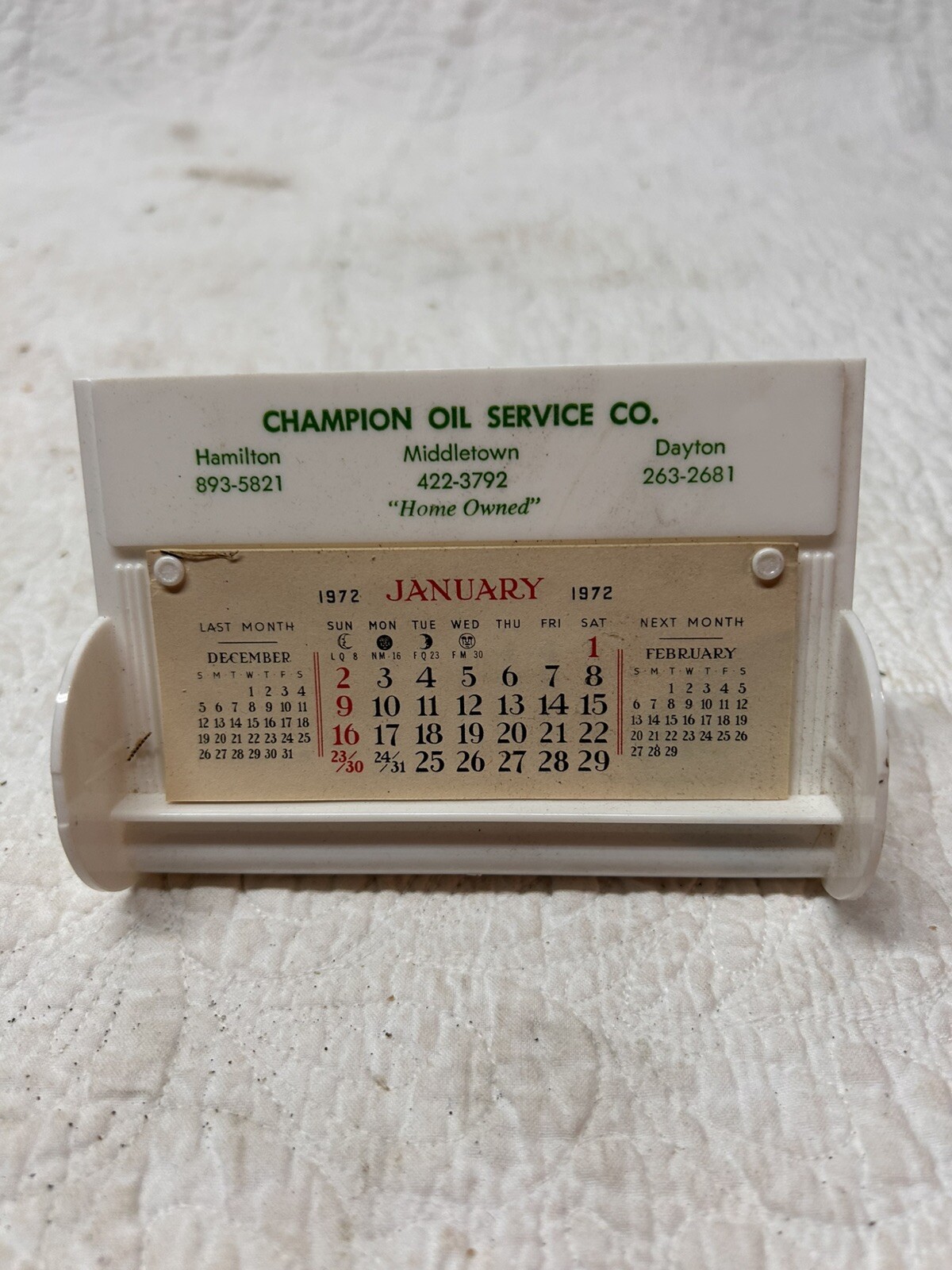 Vintage 1972 Champion Oil Service Co. Middletown, Hamilton, Dayton Calendar