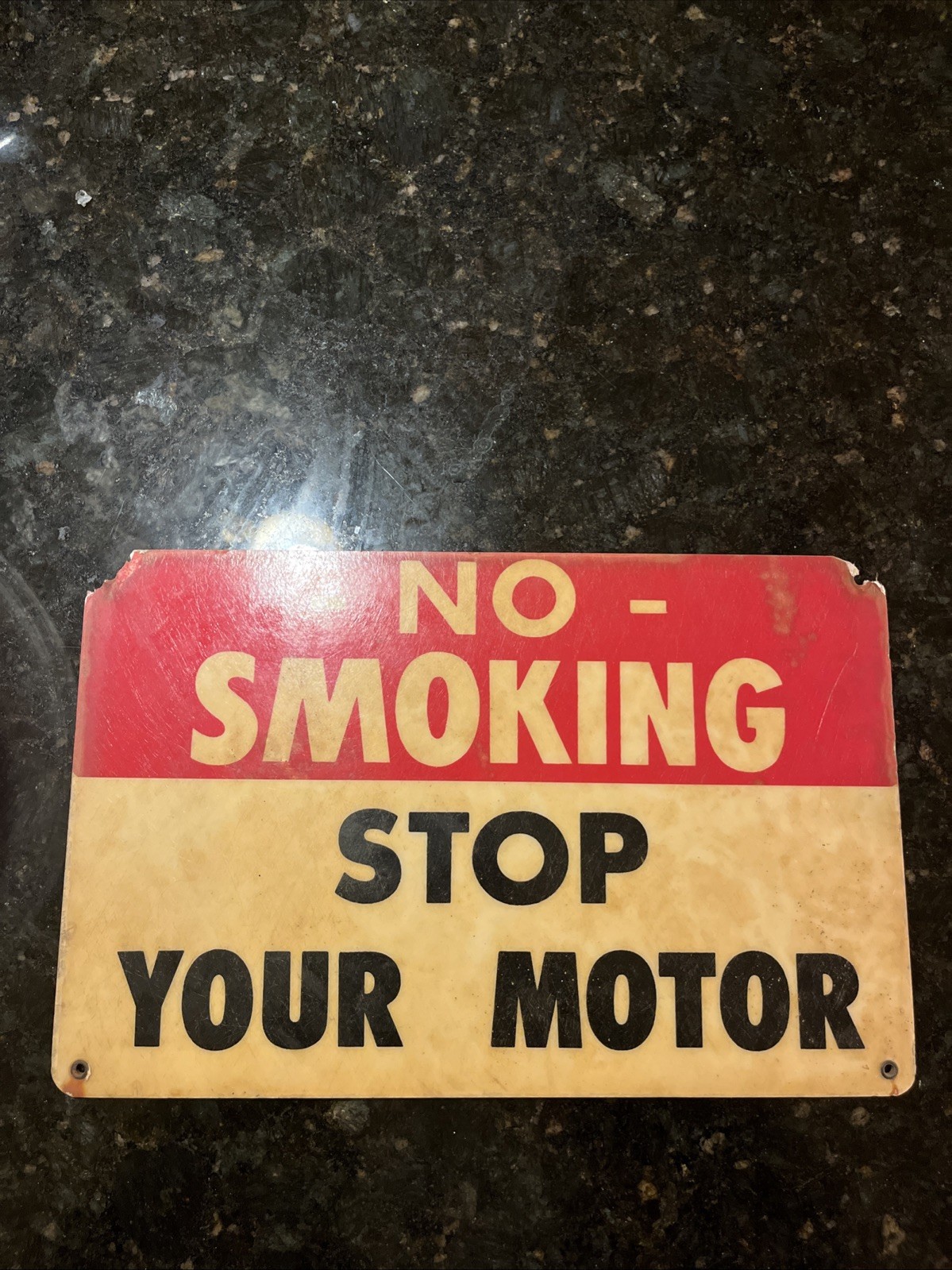 Vintage No Smoking Stop Your Motor Sign Gas Station Pump Service Station Oil