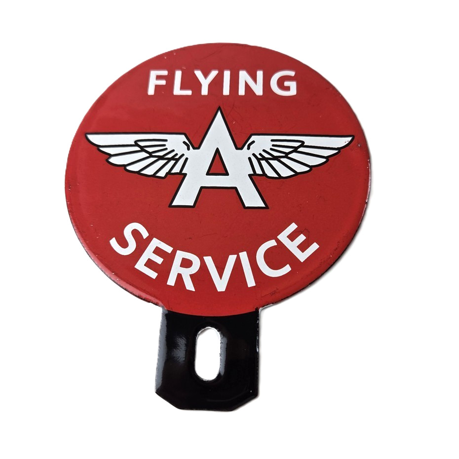 Vintage Flying A Gas Sign Topper – Porcelain License Plate Auto Topper
