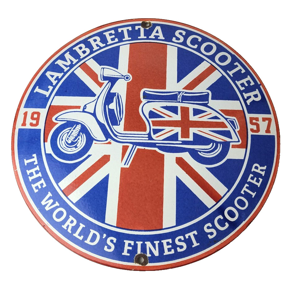Vintage Lambretta Sign – Innocenti Gas Bike Service Porcelain Advertising Sign