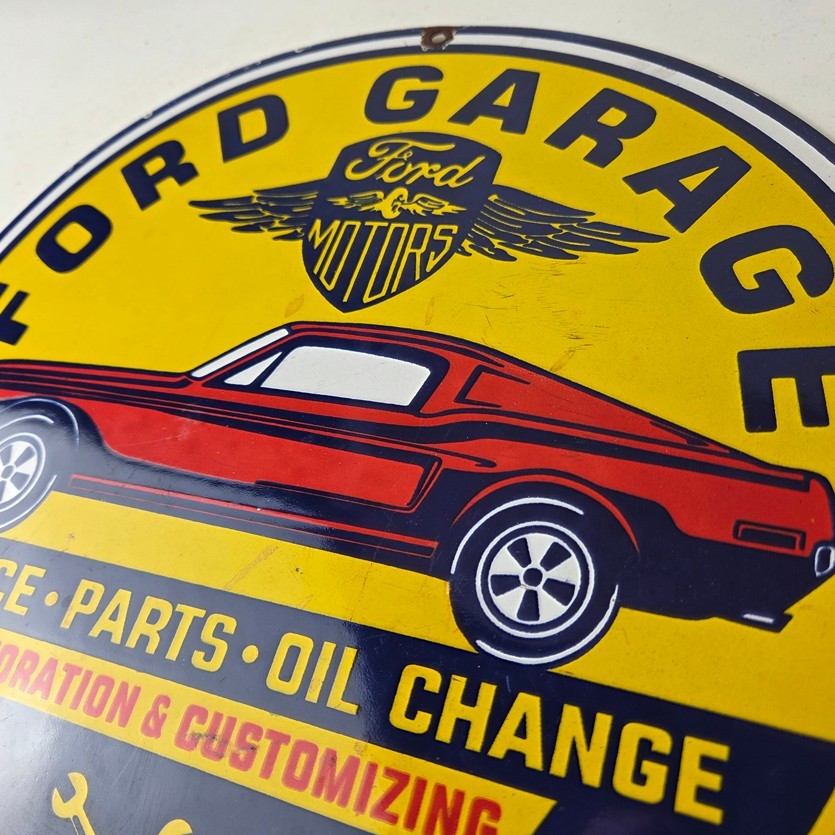 Vintage Ford Motors Sign – Garage Gas Pump Classic Automotive Porcelain Sign