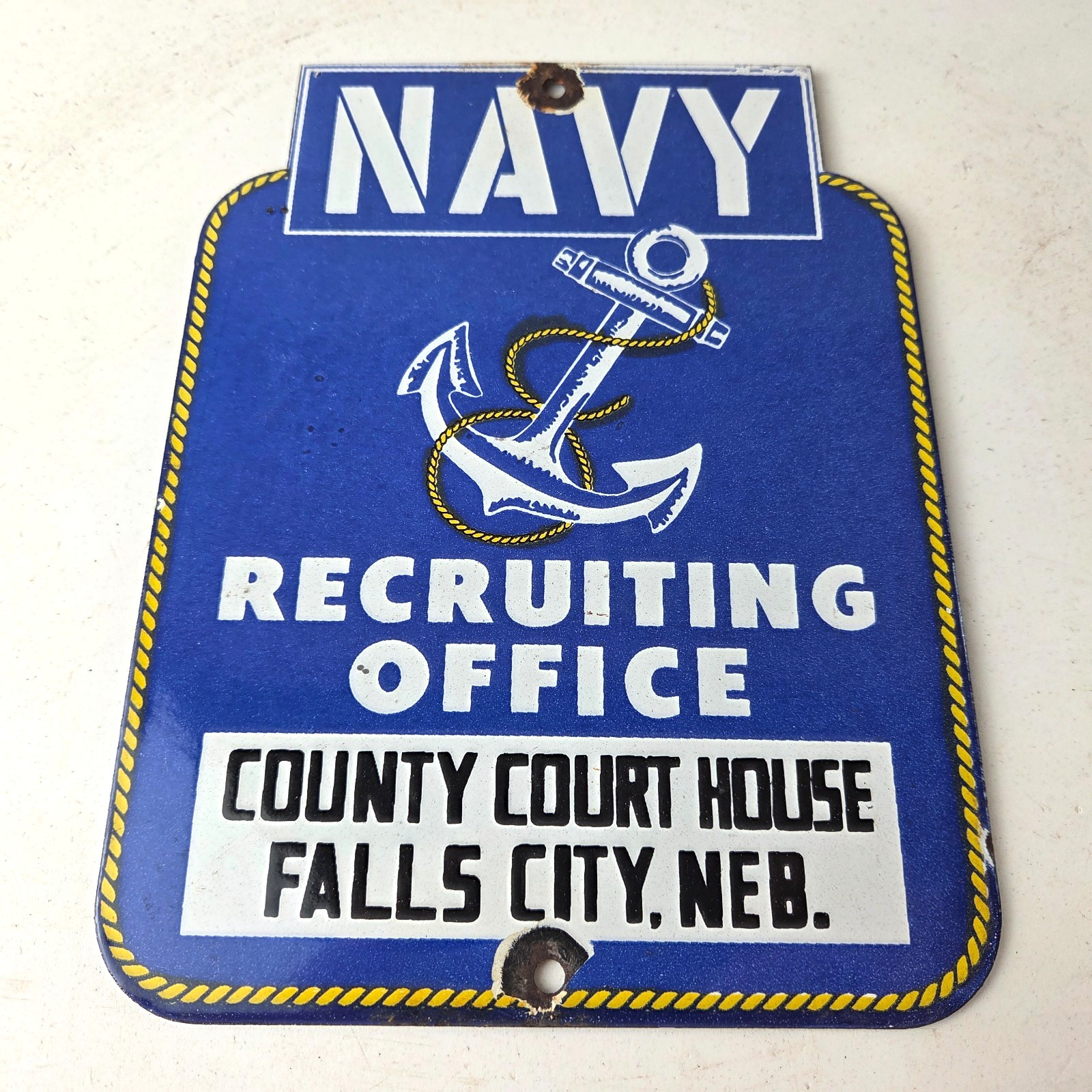 Vintage Navy Recruiting Office Sign – American Military Gas Pump Porcelain Sign