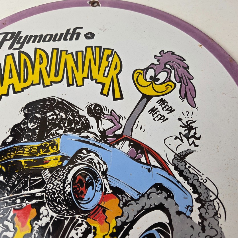Vintage Rat Fink Sign – Plymouth Road Runner Hot Rod Gas Pump Porcelain Sign