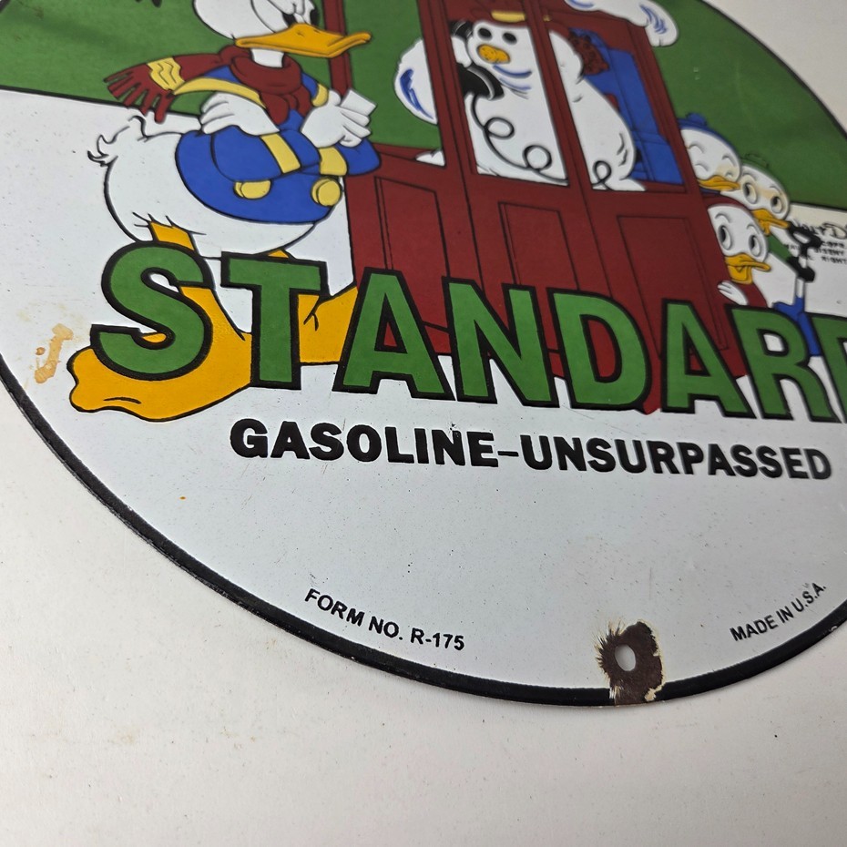 Vintage Standard Gasoline Sign – Porcelain Walt Disney Gas Oil Pump Plate Sign