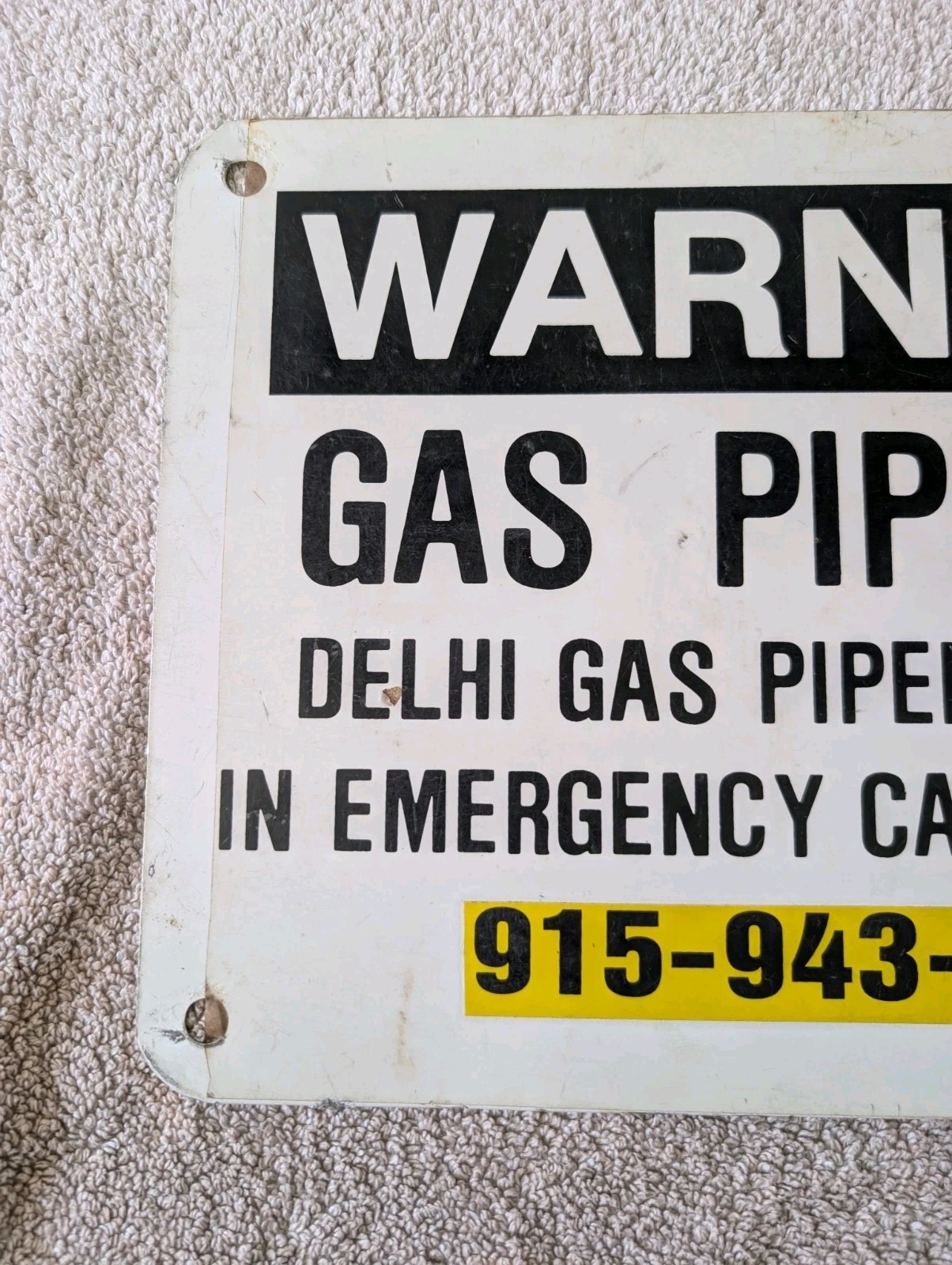 Vintage Delhi Gas Pipeline Corp Warning Sign Clipboard Gas & Oil