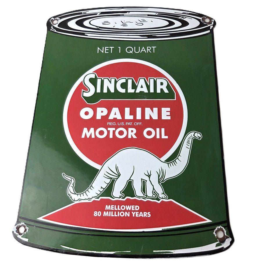 Vintage Sinclair Porcelain Sign – Motor Oil Can Porcelain Advertisement Sign