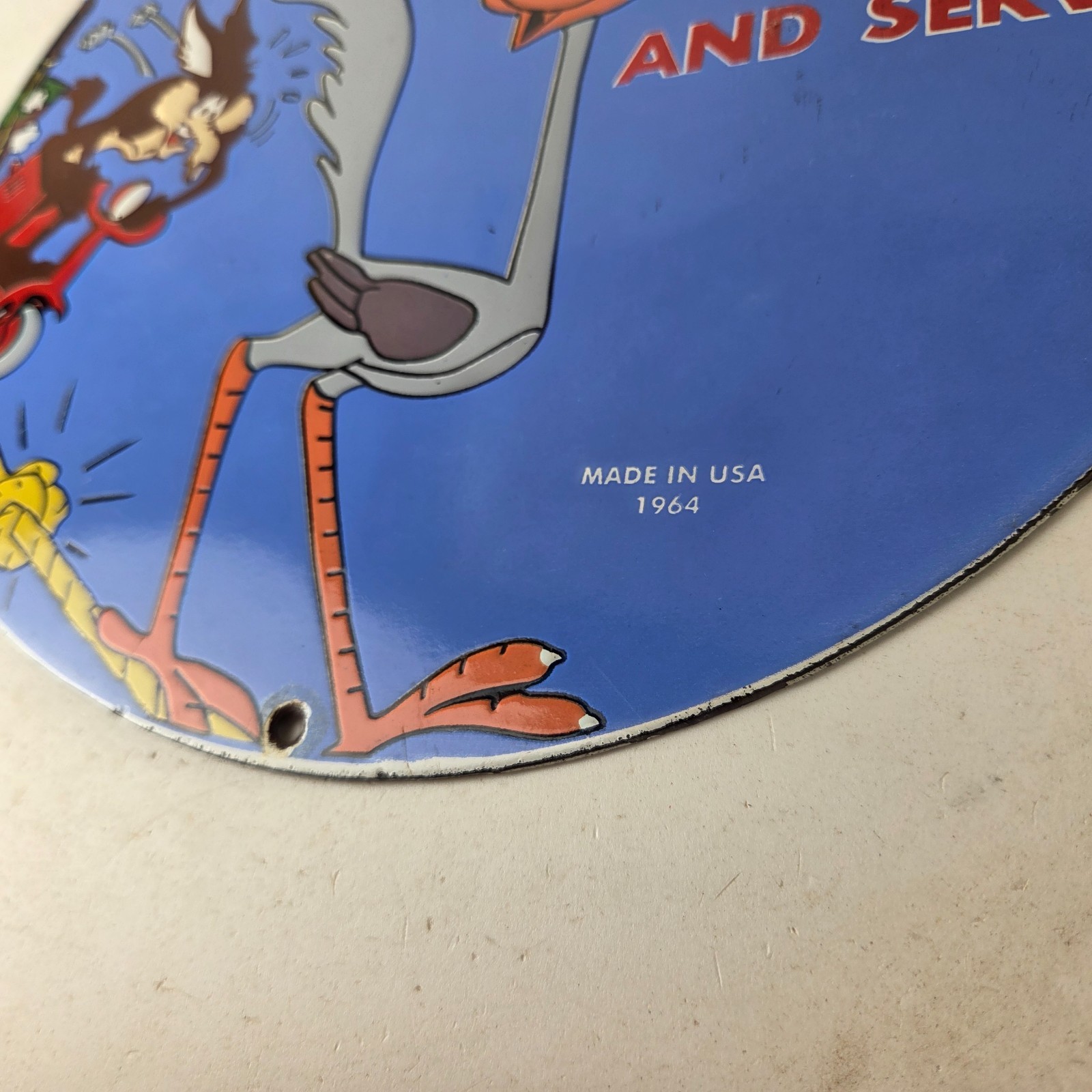 Vintage Vespa Sign – Road Runner Bike Gas Pump Service Station Porcelain Sign
