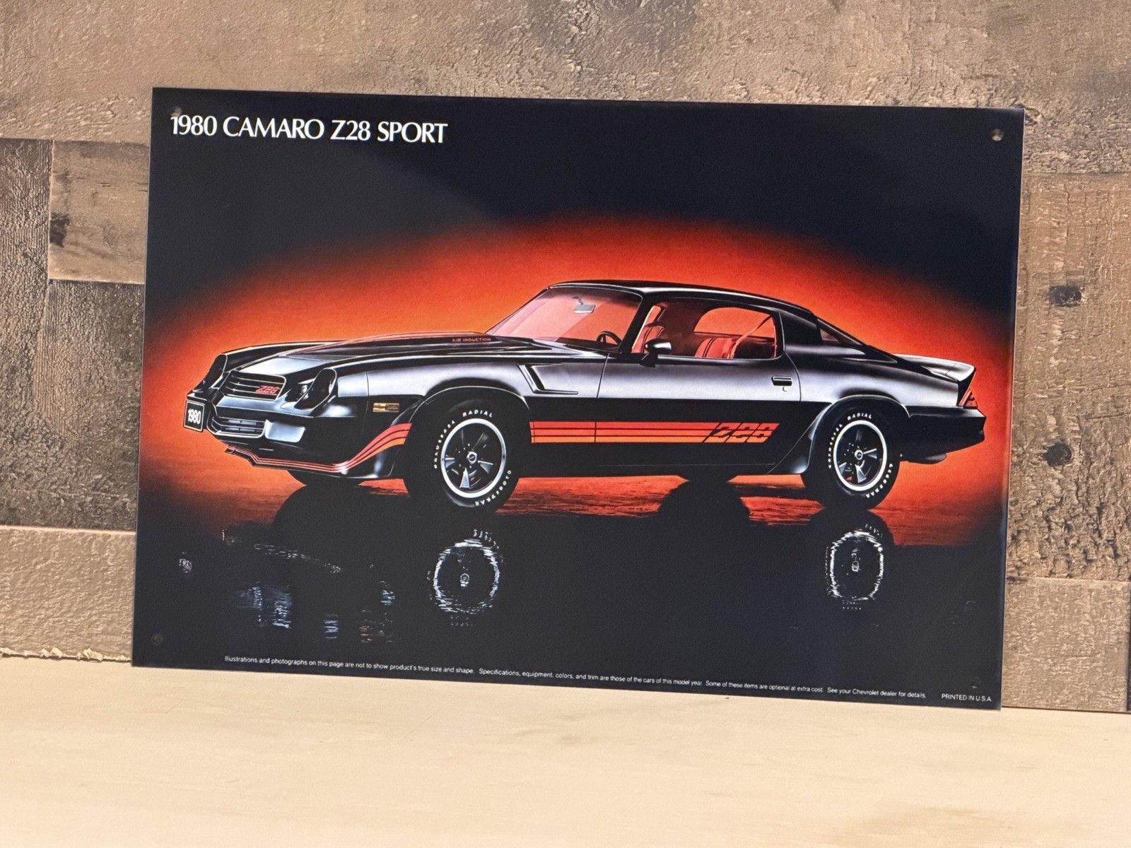 1980 Chevrolet Camaro Z28 Advertising Poster Style Metal Sign