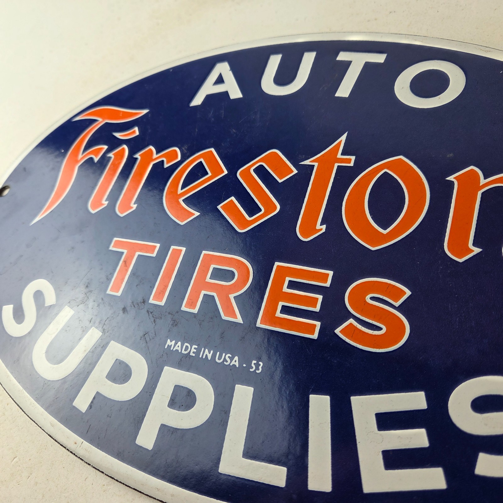 Vintage Firestone Tires Sign – Auto Supplies Gas Pump Porcelain Sign