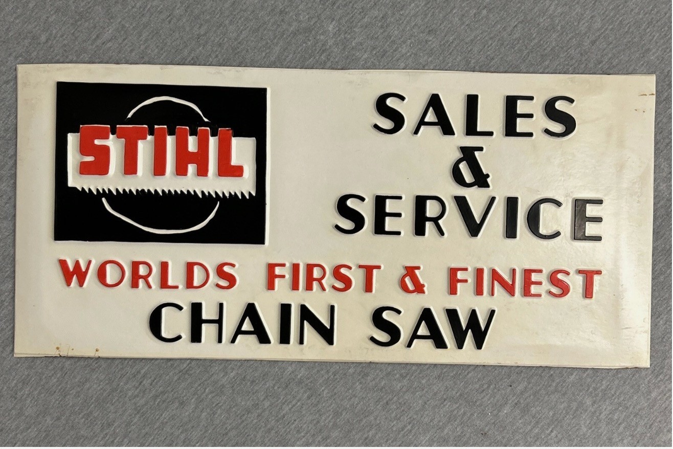 Vintage Stihl Chainsaw Sales & Service Plastic Dealership Display Sign 24″ X 11″
