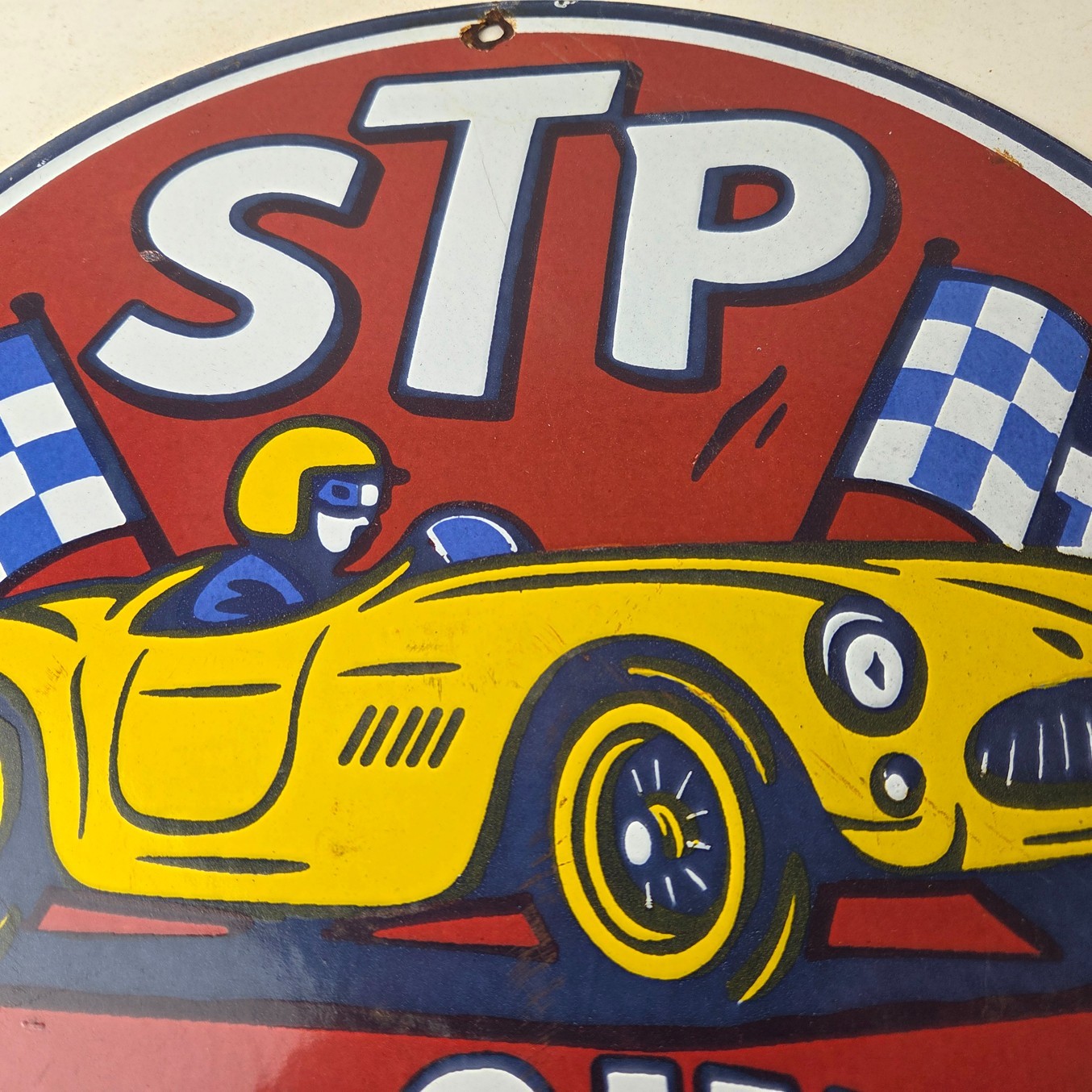 Vintage STP Porcelain Sign – Gas Pump Racing Automotive Sign