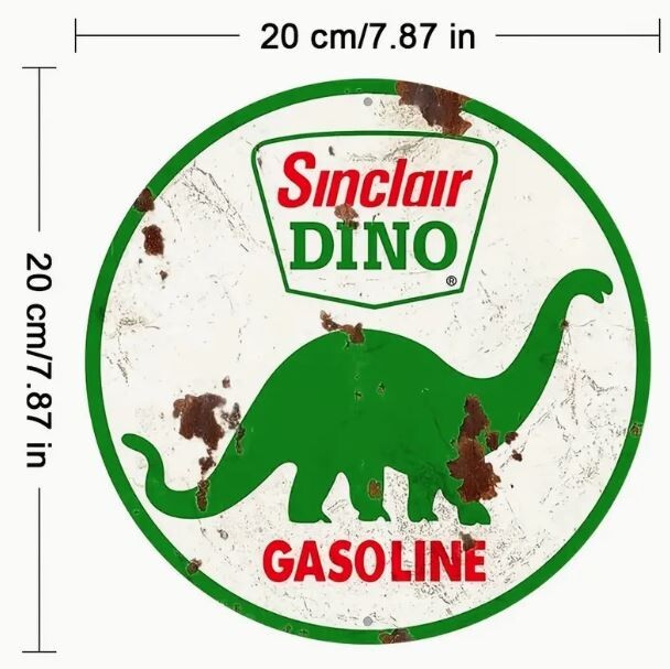 SINCLAIR DINO GASOLINE 7.87” SIGN INDOOR/OUTDOOR