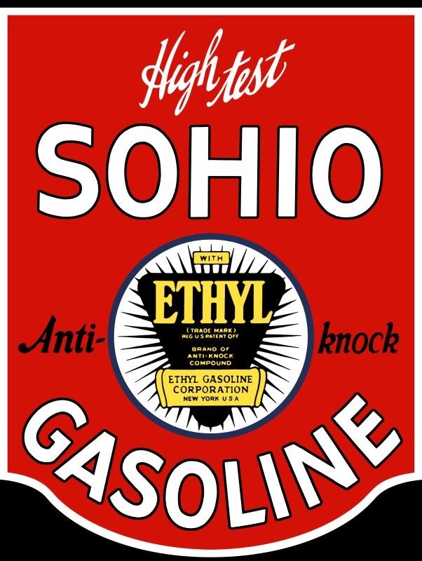 Sohio Hi Test Gasoline with Ethyl NEW Sign 18″ Tall Diecut USA STEEL