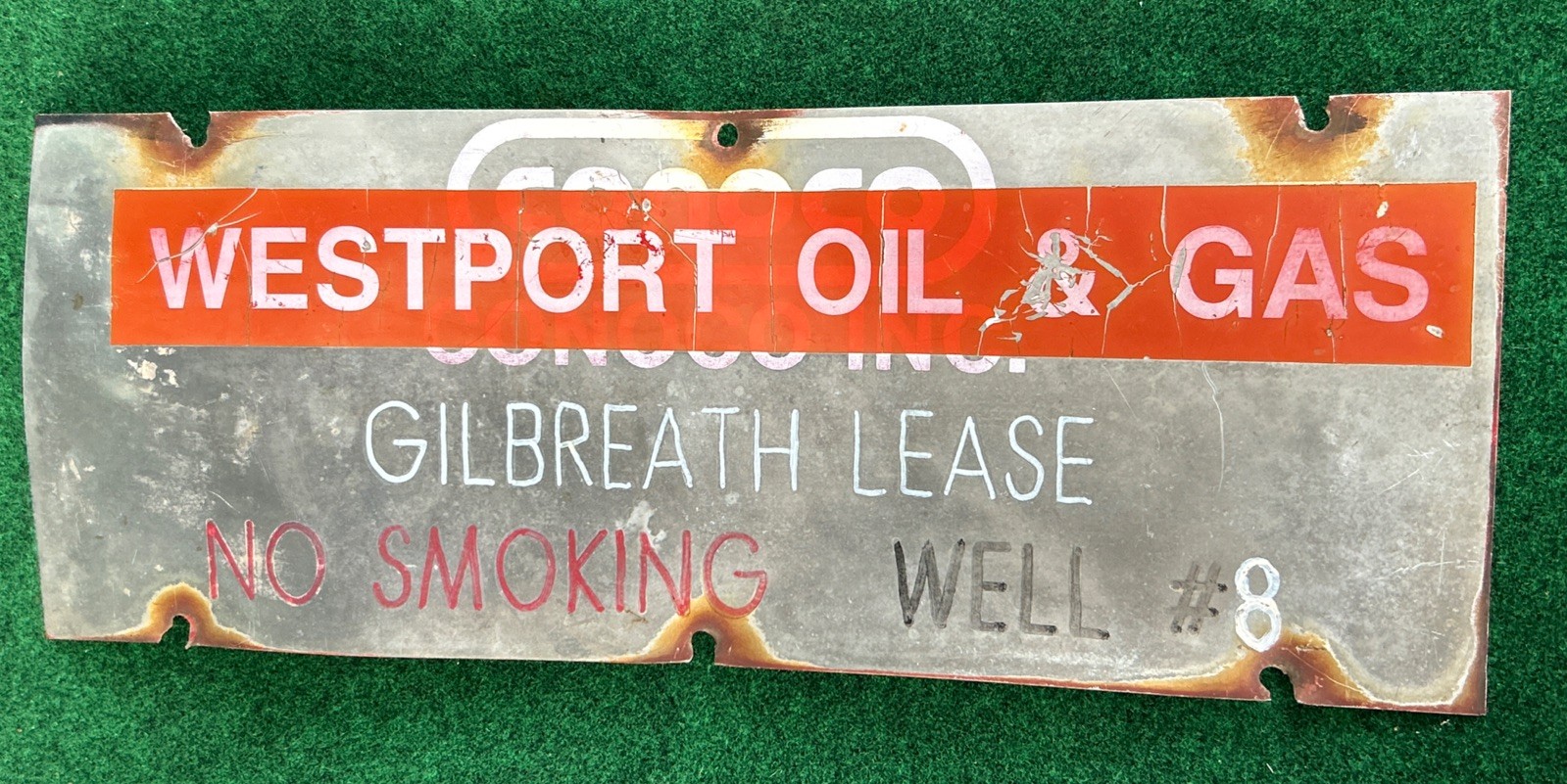 Vintage Conoco Westport Oil & Gas Gilbreath Lease Well #8 No Smoking Sign