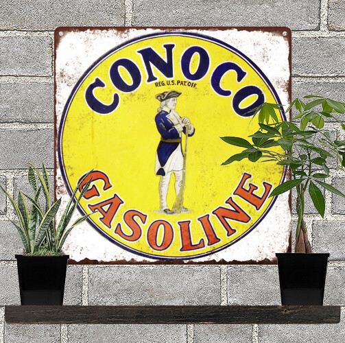 Conoco Gasoline Metal Sign Ad Repro Gas Pump Garage Shop 12×12″ 60202