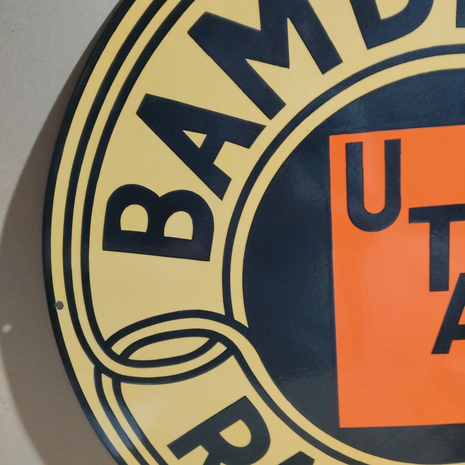 Utah Bamberger Railroad Porcelain Enamel Sign 30 x 30 Inches 1 Sided