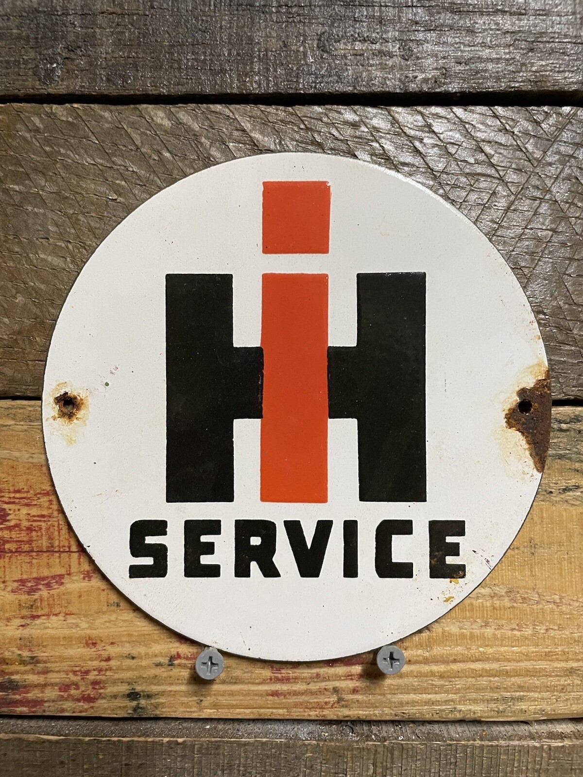 VINTAGE INTERNATIONAL HARVESTER PORCELAIN SIGN FARMING TRACTOR FARM GAS OIL 6”