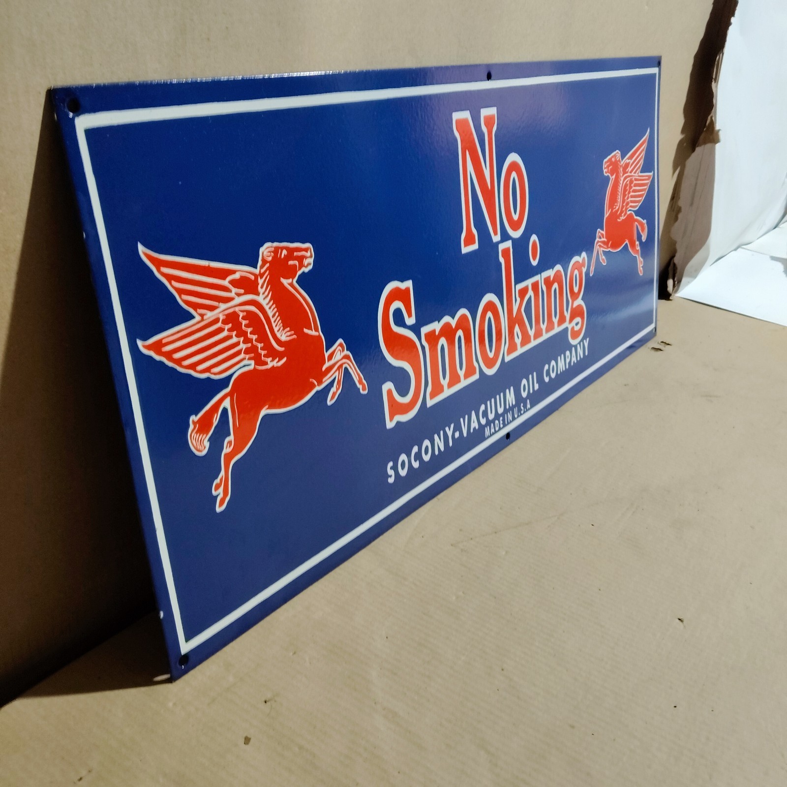 No Smoking Porcelain Enamel Sign 36 x 15 Inches 1 Sided
