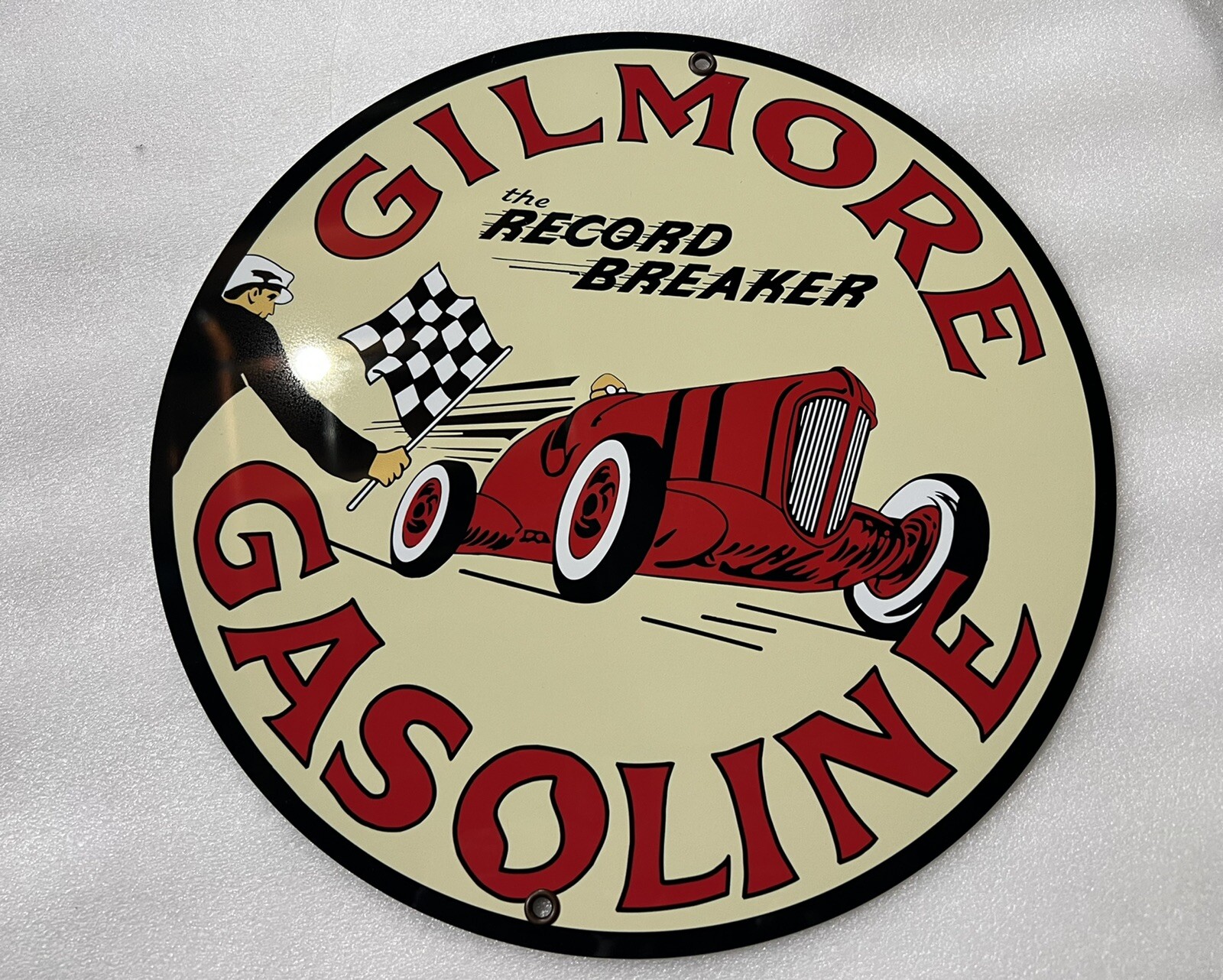 Gilmore Racing gasoline garage Oil Gas man cave vintage round sign Reproduction