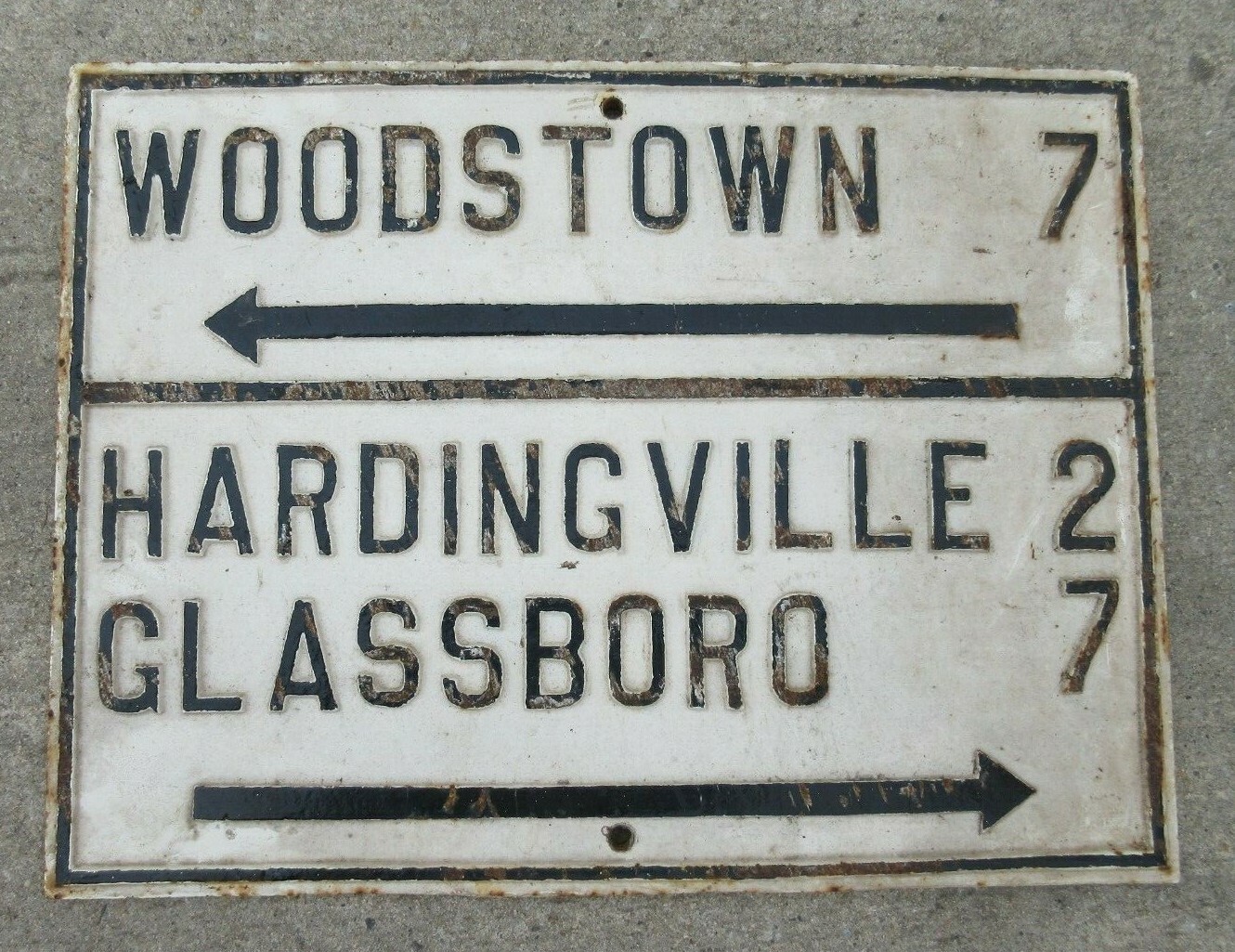 1890s Cast Iron Street Sign New Jersey Garden State Woodstown Glassboro