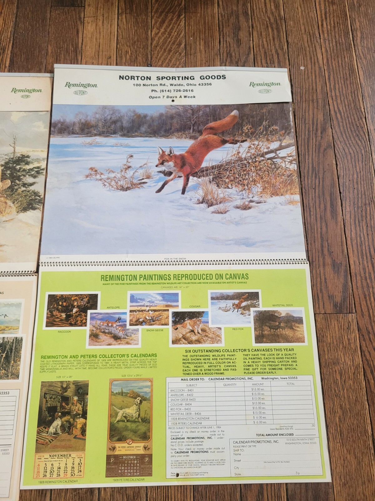 Vintage REMINGTON calendar lot RIFLE target deer moose bear hunting sign