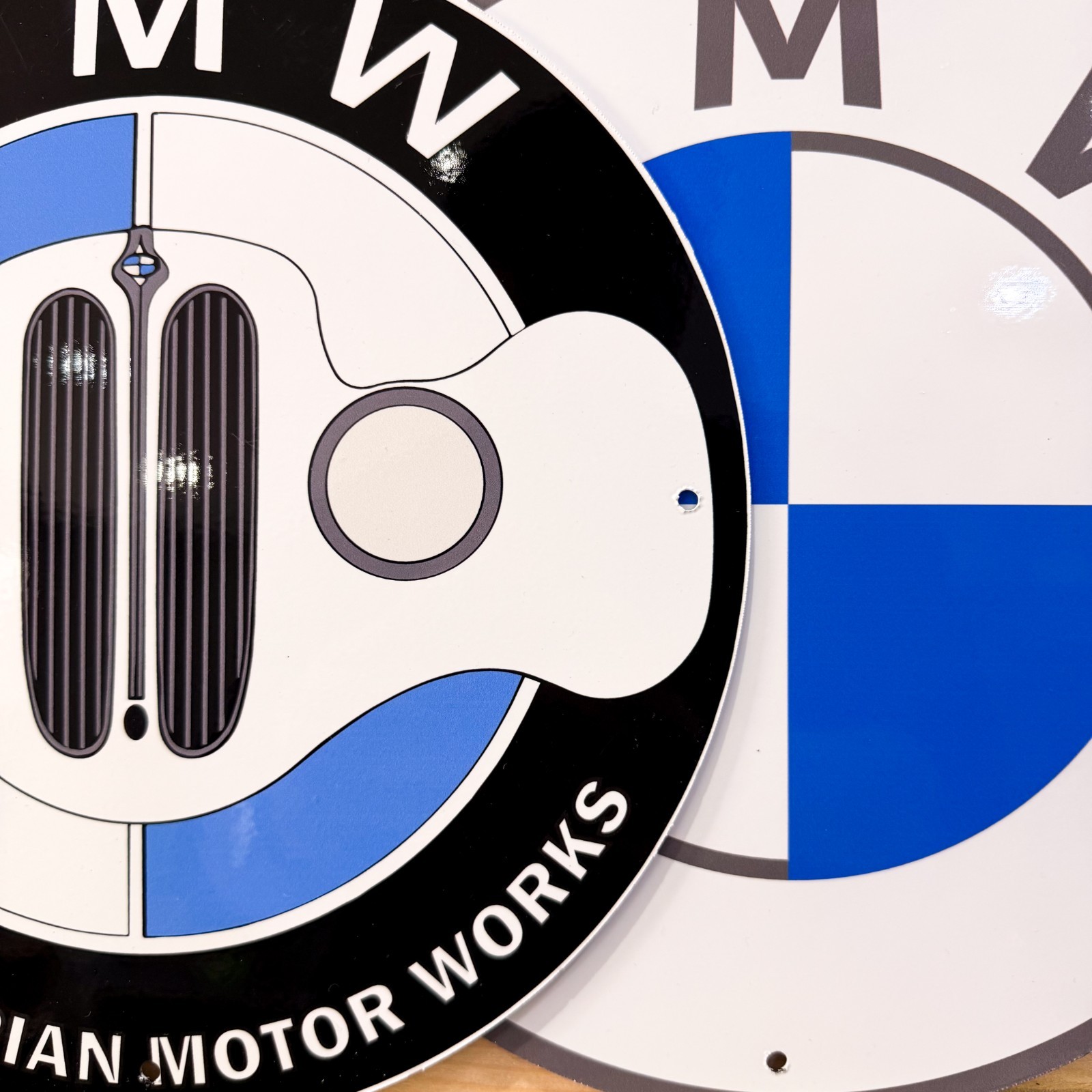 BMW Logo Set (3 PCS) Metal Signs – Classic, Grille & Black Purple – 30 cm (11.8”