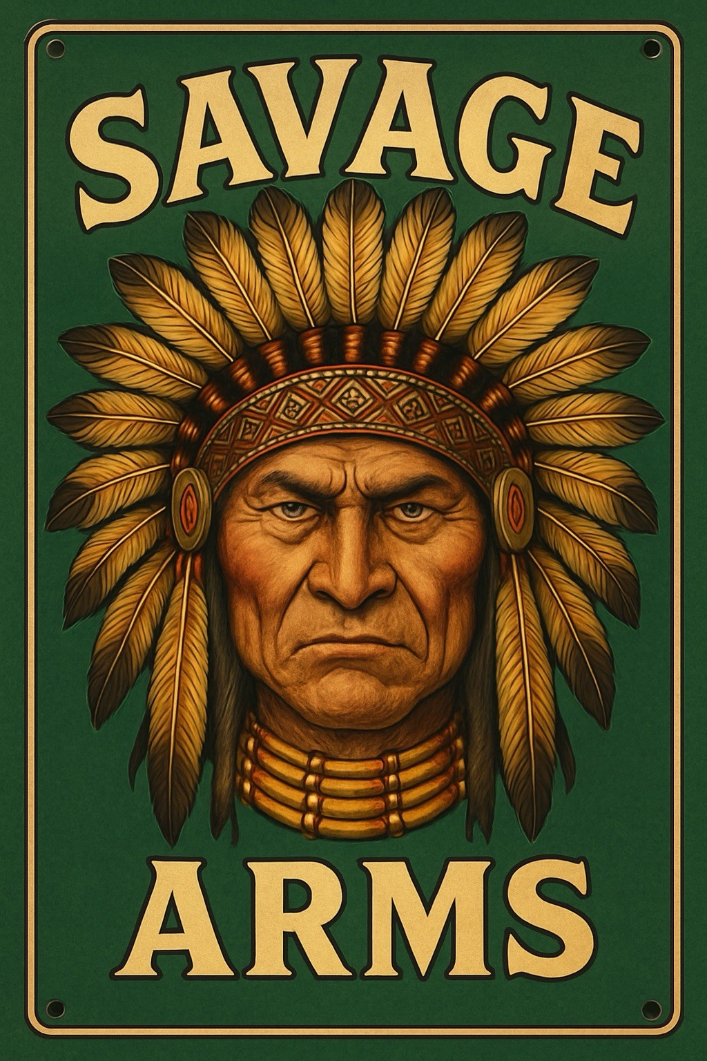 Hi Gloss! Savage Arms Indian Chief Rifles Ammunition Vintage Style Metal Sign