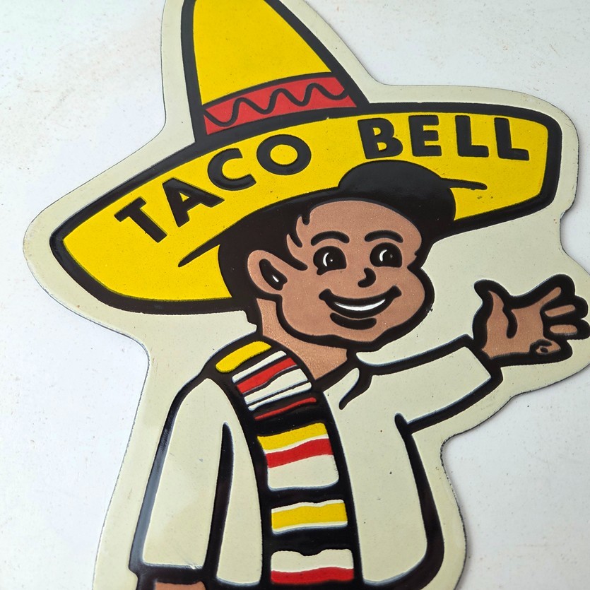 Vintage Taco Bell Sign – Fast Food Diner Gas Pump Porcelain Sign