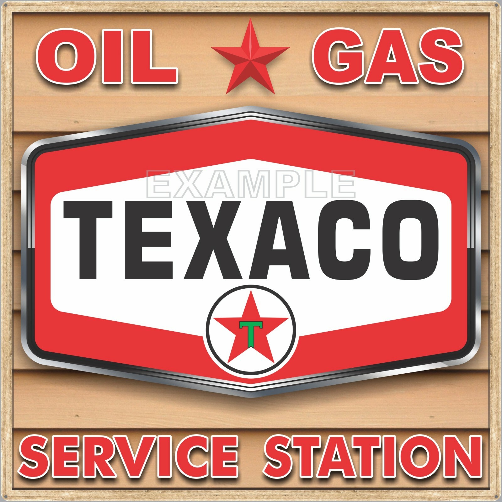 TEXACO GAS STATION WIDE SIGN REMAKE SQUARE ALUMINUM SIZE OPTIONS UP TO 36″ X 36″