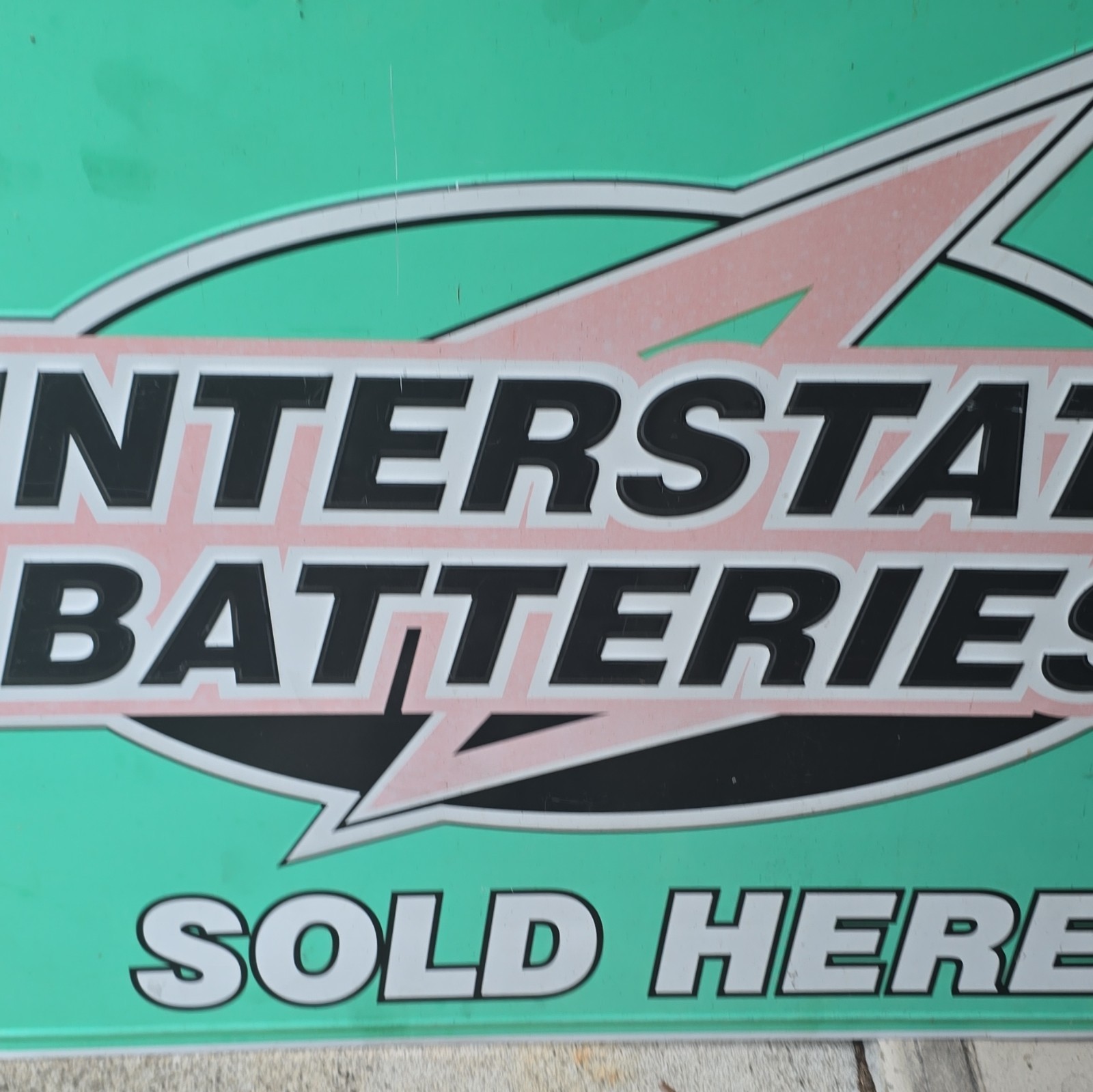 Interstate Batteries Green “Sold Here” Advertising Sign – Gas & Oil Theme