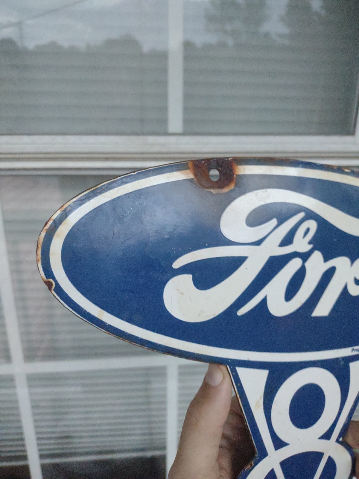 Vintage Ford Sign – Porcelain Metal V8 Automobile Parts Gas Oil Pump Sign