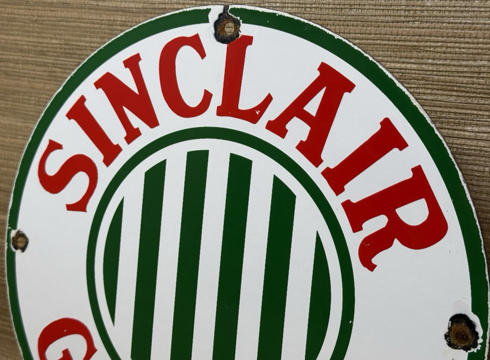VINTAGE SINCLAIR GASOLINE PORCELAIN SIGN DEALERSHIP GAS STATION DINO MOTOR OIL
