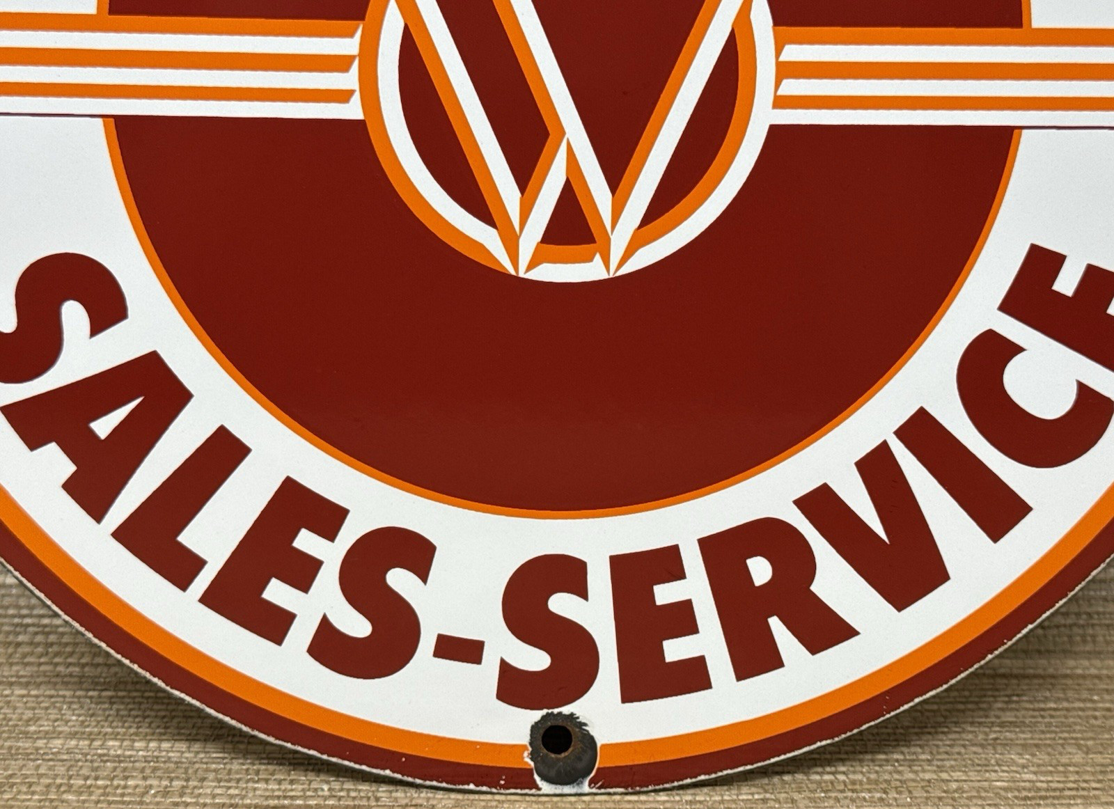 VINTAGE WILLYS PORCELAIN SIGN SALES SERVICE GAS OIL PUMP PLATE DEALERSHIP KNIGHT