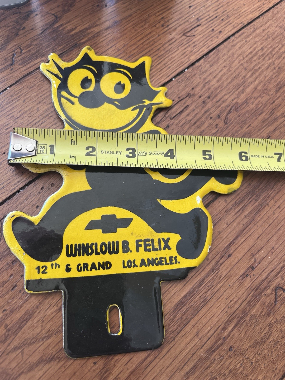 NICE FELIX CHEVROLET PORCELAIN SIGN 8” X 6” WINSLOW B LA COOL DECOR PIECE