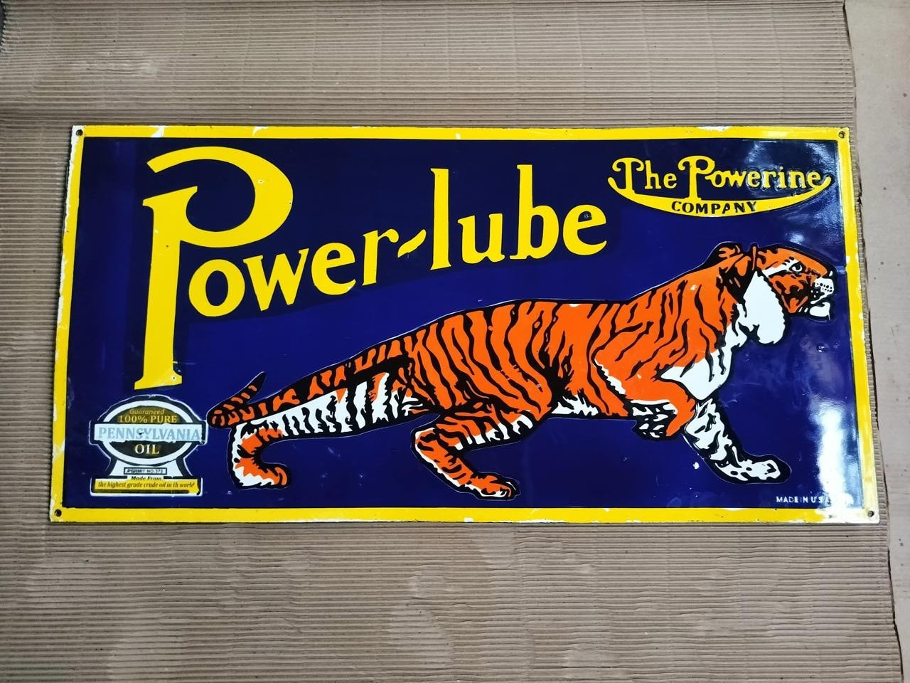 PORCELAIN POWER-LUBE ENAMEL SIGN 36X18 INCHES