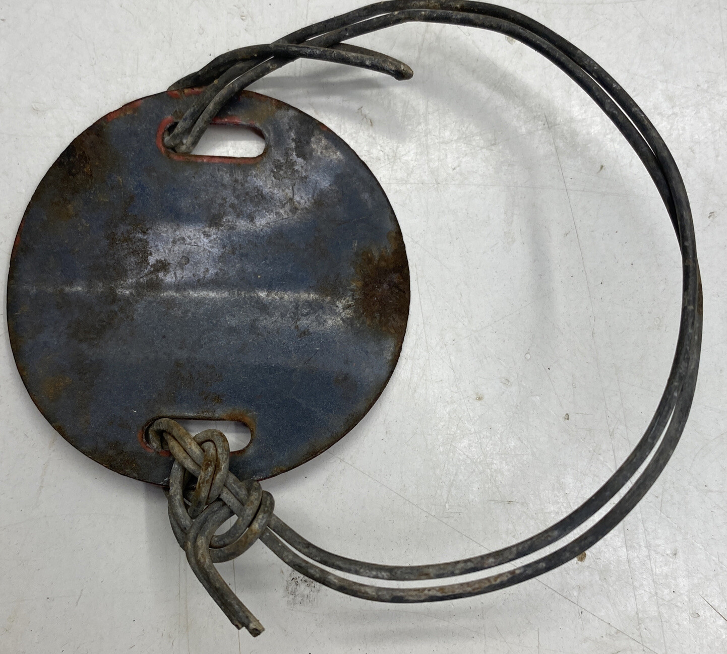 1950’s Esso Cable under pressure Curved Small Porcelain Enamel Tanker Tag 3 inch