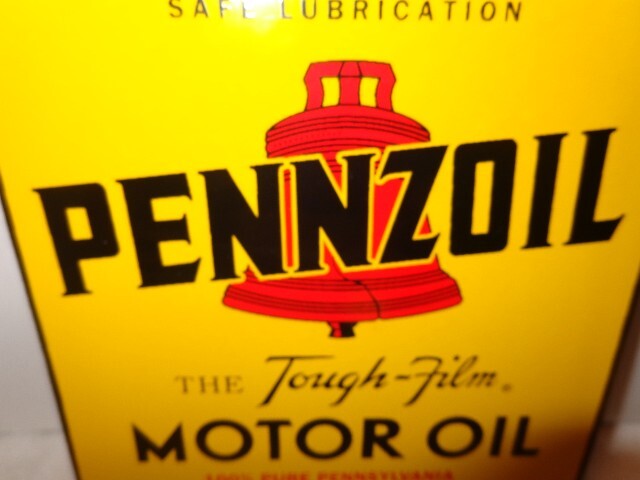 8 x 11 in PENNZOIL MOTOR OIL 100 % PENNSYLVANIA ADV. SIGN DIE CUT METAL # S 253