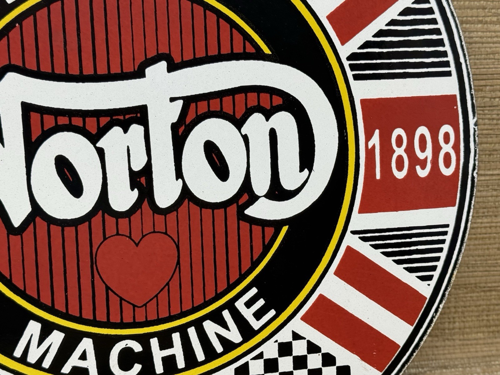 VINTAGE NORTON MOTORCYCLES PORCELAIN SIGN GENERAL MOTORS DEALERSHIP GAS OIL