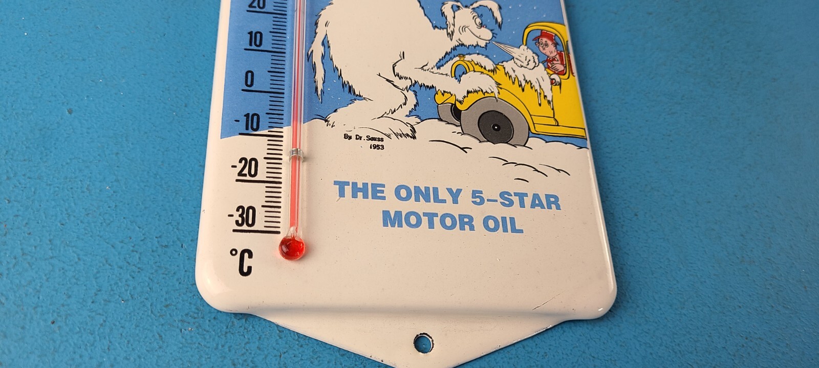 Vintage Esso Porcelain Sign – Esso Lube Gasoline Pump Ad Sign On Thermometer